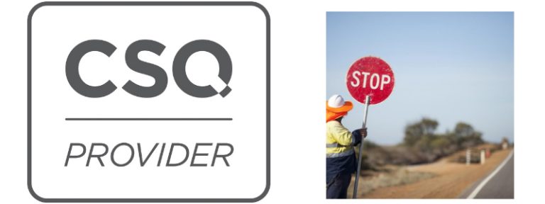 A Traffic Control man holding a stop sign next to a road.